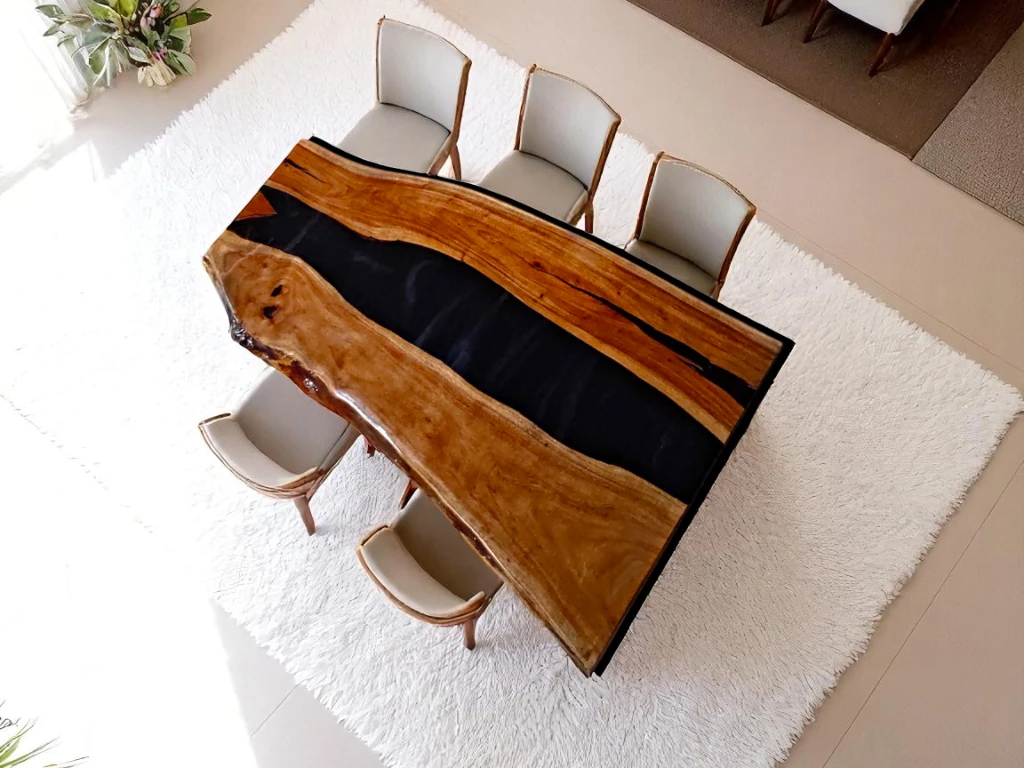 Live Edge Black Epoxy Table – Handcrafted Wood Resin Furniture
